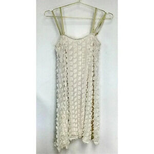 Tricot Chic Womens Ivory Gold Abito Flower Lace Textured Flare Mini Dress Size 6